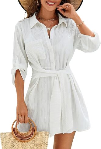 بدلة سباحة بيكيني للسيدات من Blooming Jelly تغطي ربطة العنق وقميص فستان الشاطئ in Kuwait