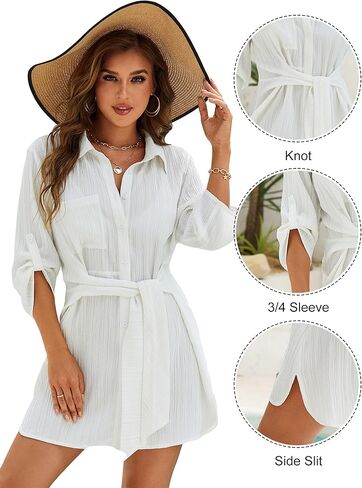 بدلة سباحة بيكيني للسيدات من Blooming Jelly تغطي ربطة العنق وقميص فستان الشاطئ in Kuwait