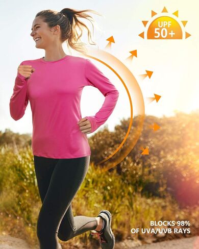 قمصان نسائية طويلة الأكمام بعامل حماية من أشعة الشمس فوق البنفسجية 50+، قمصان للحماية من أشعة الشمس فوق البنفسجية، تي شيرت سباحة / هوديي سريع الجفاف للمشي في الهواء الطلق in Saudi Arabia