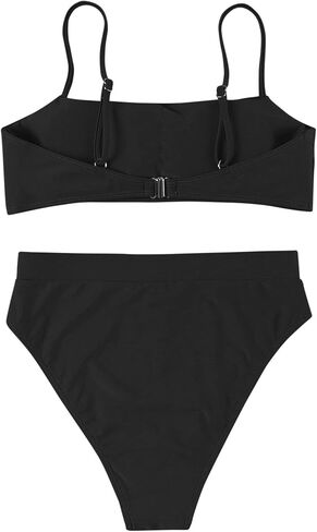 MOSHENGQI Women High Wasited Bikini Shoulder Strap 2 Piece High Cut String Swimsuits in Kuwait