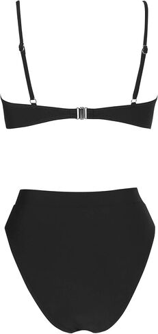 MOSHENGQI Women High Wasited Bikini Shoulder Strap 2 Piece High Cut String Swimsuits in Kuwait