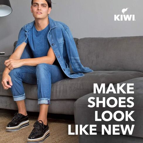 مجموعة تلميع الأحذية كيوي، باللون الأسود - تمنح الأحذية لمعانًا وحماية يدوم طويلاً (2 علبة، 1 فرشاة، 1 دابر، 1 قطعة قماش) in Kuwait