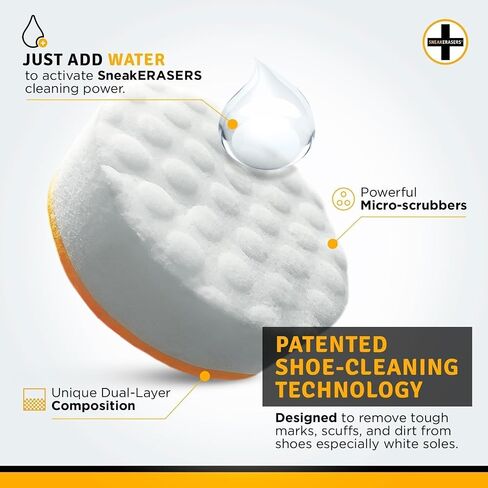 SneakERASERS Instant Sole and Sneaker Cleaner, Premium, Disposable, Dual-Sided Sponge for Cleaning & Whitening Shoe Soles (1 Pack) in Kuwait