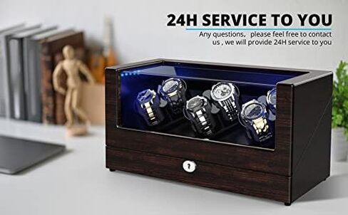 ملفاف ساعة تريبل تري، لساعات رولكس الأوتوماتيكية مع وسائد ساعة ناعمة ومرنة، هيكل خشبي، مدعوم بمحرك ياباني، إضاءة LED زرقاء مدمجة in Kuwait