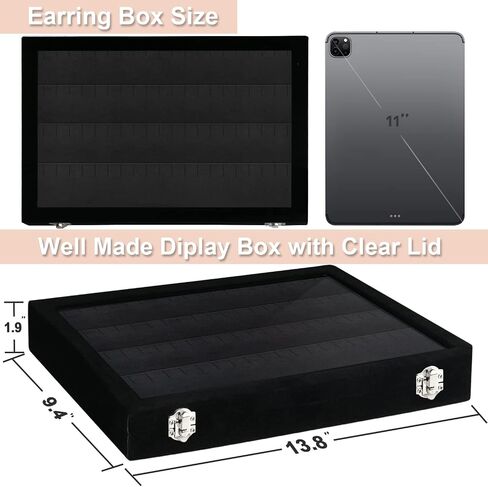 Jenseits Necklace Organizer Box, Tray with Clear Lid, Velvet Dustproof Necklaces Holder Storage Display Case, 20 Hooks Glass Top Jewelry Tray Drawer Insert for Pendant Bracelet in Saudi Arabia