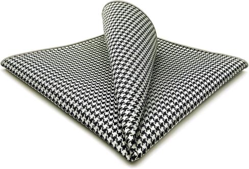 S&W SHLAX&WING Solid Mens Pocket Squares Houndstooth Purple Grey Black for Party in Kuwait