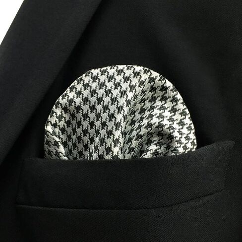 S&W SHLAX&WING Solid Mens Pocket Squares Houndstooth Purple Grey Black for Party in Kuwait