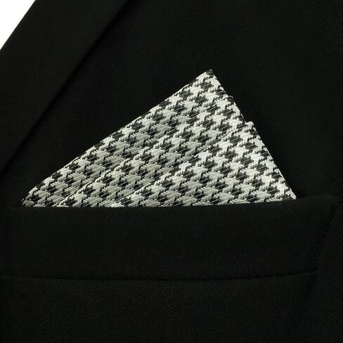 S&W SHLAX&WING Solid Mens Pocket Squares Houndstooth Purple Grey Black for Party in Kuwait