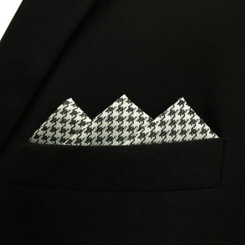 S&W SHLAX&WING Solid Mens Pocket Squares Houndstooth Purple Grey Black for Party in Kuwait