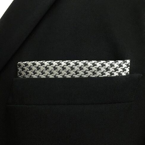 S&W SHLAX&WING Solid Mens Pocket Squares Houndstooth Purple Grey Black for Party in Kuwait