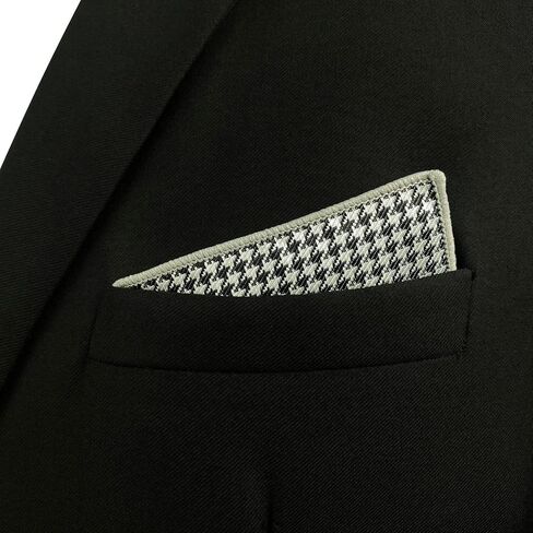 S&W SHLAX&WING Solid Mens Pocket Squares Houndstooth Purple Grey Black for Party in Kuwait