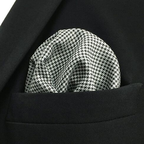 S&W SHLAX&WING Solid Mens Pocket Squares Houndstooth Purple Grey Black for Party in Kuwait