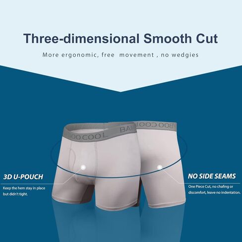 BAMBOO COOL Men's Underwear Boxer Briefs Fly with Built-in 3D Pouch Comfortable Cool Underwear for Men 4 Pack in Saudi Arabia