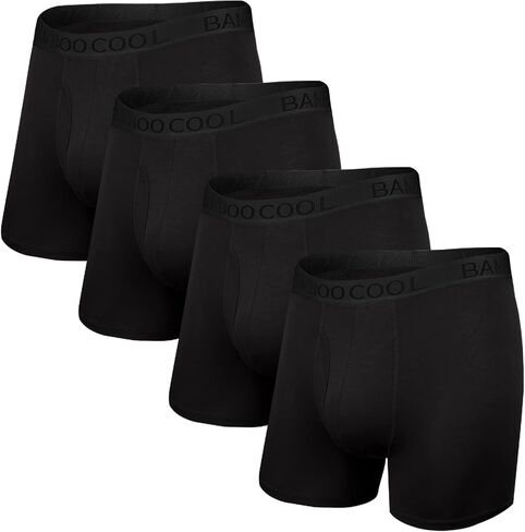 BAMBOO COOL Men's Underwear Boxer Briefs Fly with Built-in 3D Pouch Comfortable Cool Underwear for Men 4 Pack in Saudi Arabia