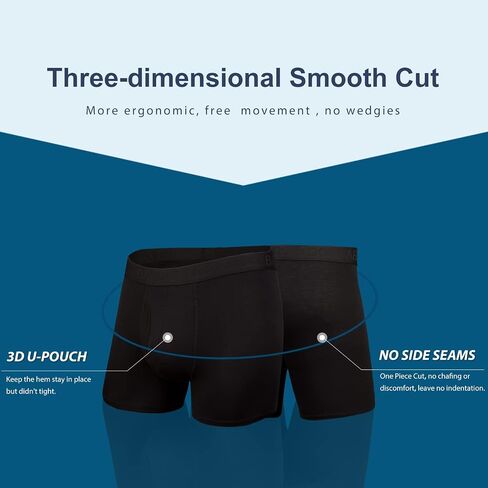 BAMBOO COOL Men's Underwear Boxer Briefs Fly with Built-in 3D Pouch Comfortable Cool Underwear for Men 4 Pack in Saudi Arabia