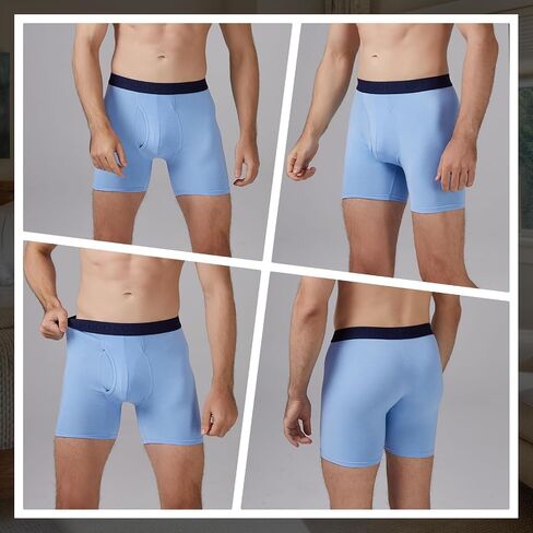 BAMBOO COOL Men's Underwear Boxer Briefs Fly with Built-in 3D Pouch Comfortable Cool Underwear for Men 4 Pack in Saudi Arabia