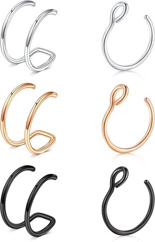 Briana Williams Fake Nose Ring Gold Fake Nose Rings for Women Clip On Fake Nose Piercing Non Piercing Faux Nose Piercing Jewelry in Saudi Arabia