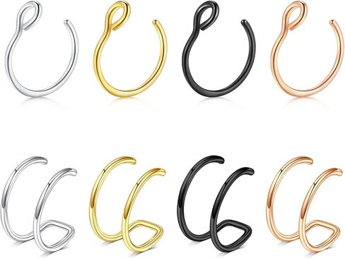 Briana Williams Fake Nose Ring Gold Fake Nose Rings for Women Clip On Fake Nose Piercing Non Piercing Faux Nose Piercing Jewelry in Saudi Arabia