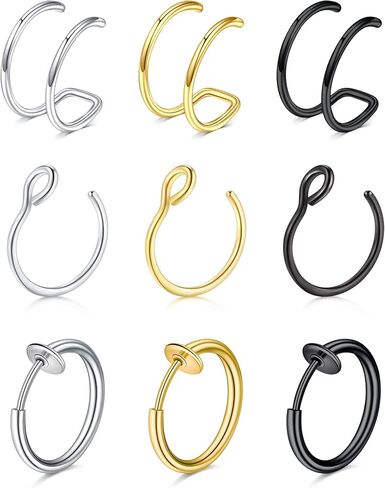 Briana Williams Fake Nose Ring Gold Fake Nose Rings for Women Clip On Fake Nose Piercing Non Piercing Faux Nose Piercing Jewelry in Saudi Arabia