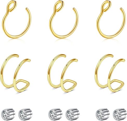 Briana Williams Fake Nose Ring Gold Fake Nose Rings for Women Clip On Fake Nose Piercing Non Piercing Faux Nose Piercing Jewelry in Saudi Arabia