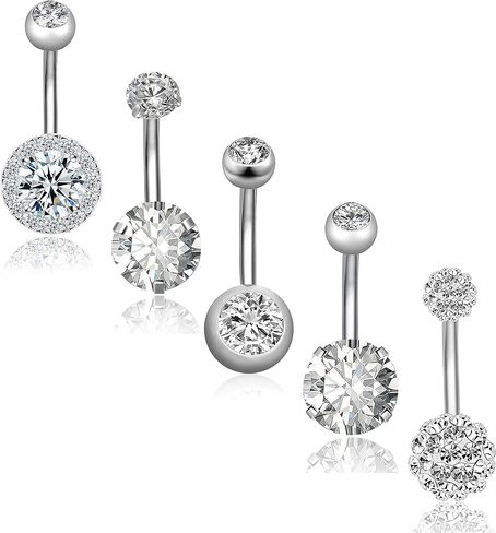 REVOLIA 14G Stainless Steel Belly Button Rings for Women Navel Rings CZ Body Piercing in Kuwait