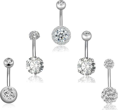 REVOLIA 14G Stainless Steel Belly Button Rings for Women Navel Rings CZ Body Piercing in Kuwait