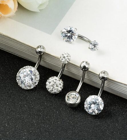 REVOLIA 14G Stainless Steel Belly Button Rings for Women Navel Rings CZ Body Piercing in Kuwait