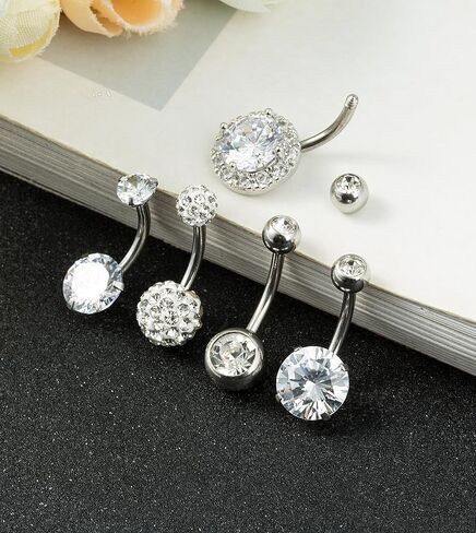 REVOLIA 14G Stainless Steel Belly Button Rings for Women Navel Rings CZ Body Piercing in Kuwait