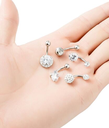 REVOLIA 14G Stainless Steel Belly Button Rings for Women Navel Rings CZ Body Piercing in Kuwait