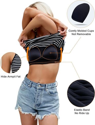 قطع علوية نسائية مضلعة من Blooming Jelly مع حمالات صدر مدمجة في الرف بدون أكمام، قطع علوية صيفية كامي 2024 in Kuwait