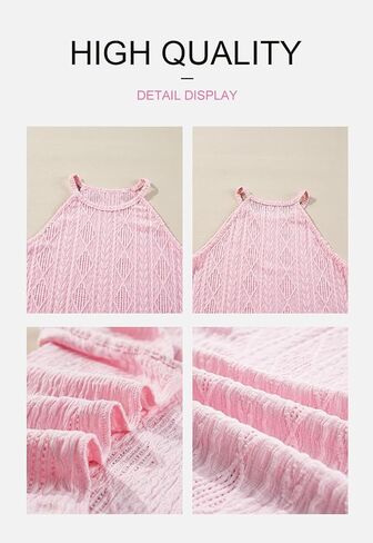 BLENCOT Tanks Tops for Women Trendy 2025 Spring Summer Casual Sleeveless Eyelet Basic Textured Halter Neck T Shirts in Kuwait