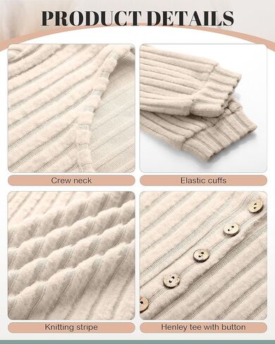 Ficerd 2 Pcs Women's Lightweight Sweaters Long Sleeve Ribbed Knit Tops Henley Shirts Crew Neck Casual Tee Solid Color Tunics in Saudi Arabia