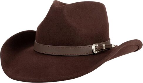 MIX BROWN Western Cowboy Hat for Men & Women 100% Wool Wide Brim Cowgirl Hats Outback Panama Rancher Felt Hat in Kuwait
