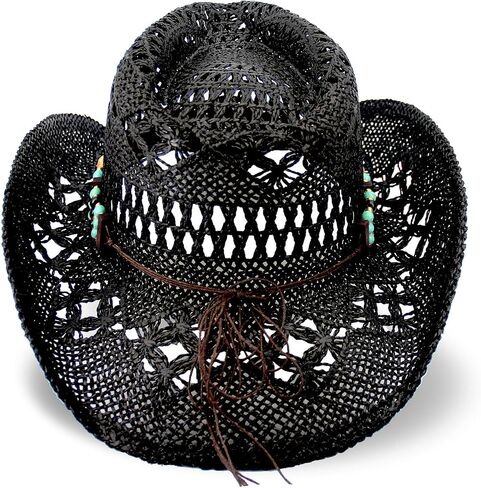 Men's Women's Straw Cowboy Hat Cowgirl Woven Sun Hat Western Cowboy Hat Two Decorative Bands in Saudi Arabia