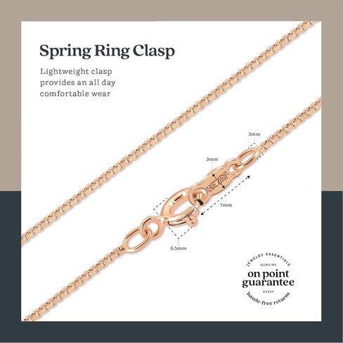 KEZEF 18k Gold Over Sterling Silver 1mm Box Chain Necklace Made in Italy | Sterling Silver Necklace Chain For Women | Gold Chain Necklace for Women, Men in Kuwait