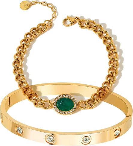 A D. ALLEN & DANMI. 18 K Gold Plated Love Bangle Bracelet Set Flexible Wide Wristband Bangle Bangle Set for Love in Kuwait