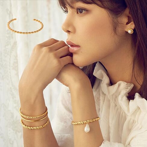 أ.د ألين ودانمي. مجموعة أساور الحب المطلية بالذهب عيار 18 قيراط، مجموعة أساور معصم واسعة مرنة للحب in Kuwait