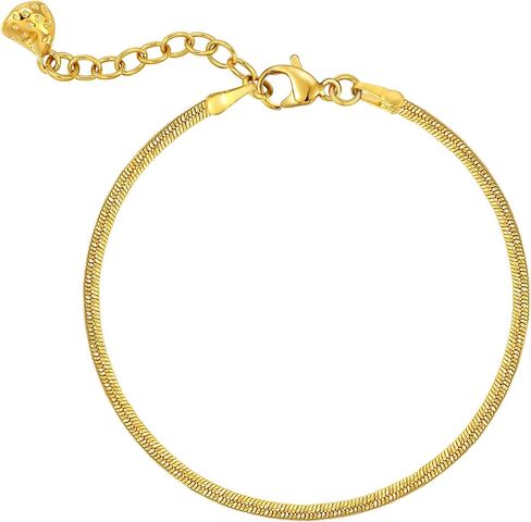 WEARON Gold Bracelet for Women 18K Gold Plated Snake Herringbone Figaro Cuban Bead Paperclip Cable Box Chain Simple Jewelry in Saudi Arabia