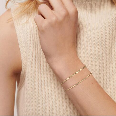 WEARON سوار ذهب للنساء 18K مطلية بالذهب ثعبان متعرجة فيجارو الكوبي حبة مشبك ورق كابل صندوق سلسلة مجوهرات بسيطة in Kuwait