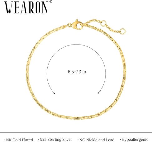 WEARON سوار ذهب للنساء 18K مطلية بالذهب ثعبان متعرجة فيجارو الكوبي حبة مشبك ورق كابل صندوق سلسلة مجوهرات بسيطة in Kuwait