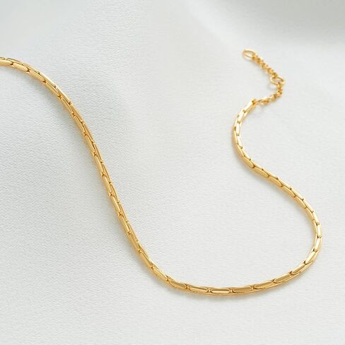 WEARON سوار ذهب للنساء 18K مطلية بالذهب ثعبان متعرجة فيجارو الكوبي حبة مشبك ورق كابل صندوق سلسلة مجوهرات بسيطة in Kuwait