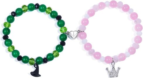 أساور مطابقة للصداقة من Korotho Elphaba Galinda، قبعة من الحجر الطبيعي لفيلم Merch - تاج أفضل صديق BFF أساور مجوهرات عيد الميلاد وهدايا عيد الحب لمحبي الأصدقاء وديكورات الحفلات in Kuwait
