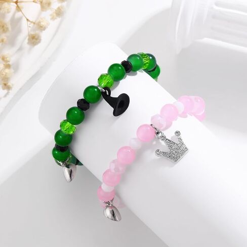 أساور مطابقة للصداقة من Korotho Elphaba Galinda، قبعة من الحجر الطبيعي لفيلم Merch - تاج أفضل صديق BFF أساور مجوهرات عيد الميلاد وهدايا عيد الحب لمحبي الأصدقاء وديكورات الحفلات in Kuwait
