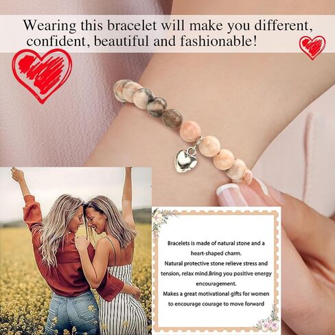 VICKHU Inspirational Gifts for Women Natural Stone Heart Butterfly Bracelet for women Unique Small Gifts for Birthday Mothers day Thanksgiving Christmas Valentine's Day Teacher Appreciation Gifts. in Saudi Arabia