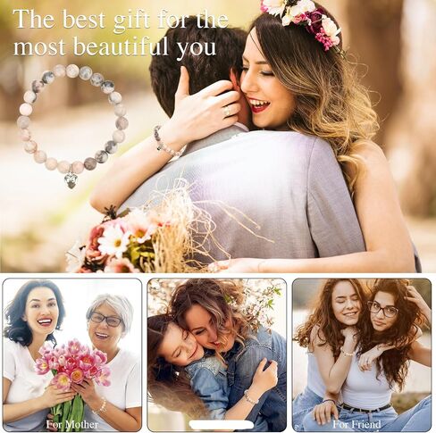 VICKHU Inspirational Gifts for Women Natural Stone Heart Butterfly Bracelet for women Unique Small Gifts for Birthday Mothers day Thanksgiving Christmas Valentine's Day Teacher Appreciation Gifts. in Saudi Arabia