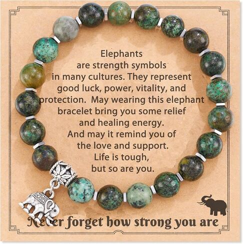 HGDEER Elephant Gifts for Women, Natural Stone Inspiration Strong Elephant Bracelet for Women in Kuwait