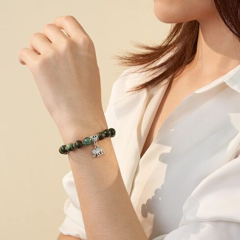 HGDEER Elephant Gifts for Women, Natural Stone Inspiration Strong Elephant Bracelet for Women in Kuwait