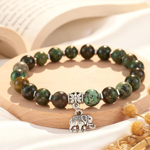 HGDEER Elephant Gifts for Women, Natural Stone Inspiration Strong Elephant Bracelet for Women in Kuwait