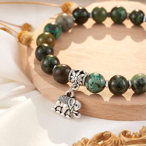 HGDEER Elephant Gifts for Women, Natural Stone Inspiration Strong Elephant Bracelet for Women in Kuwait