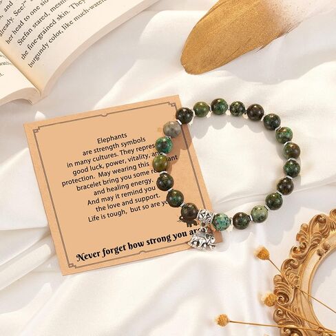 HGDEER Elephant Gifts for Women, Natural Stone Inspiration Strong Elephant Bracelet for Women in Kuwait